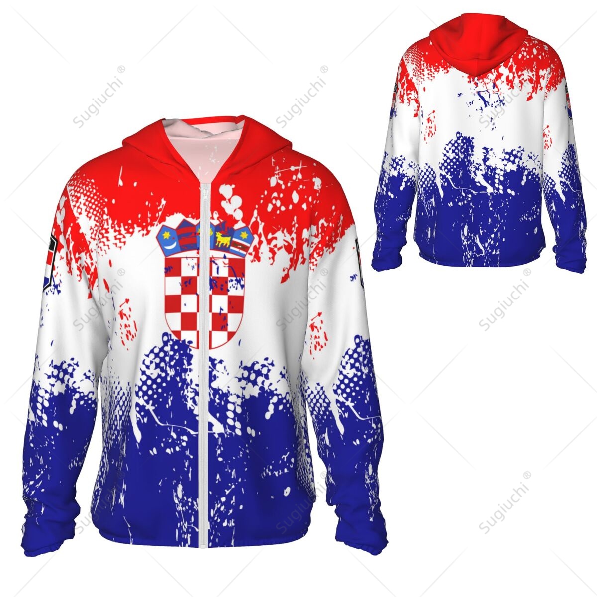 Fishing Hoodie - Kroatië Vlag Zonbescherming Hoodie Zonnebrandkleding Vissen