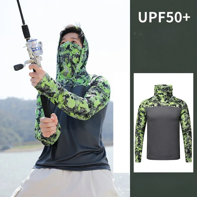 Fishing Mask Sun Protection - Visserijshirt met capuchon Heren Zonnebrandcrème Kleding