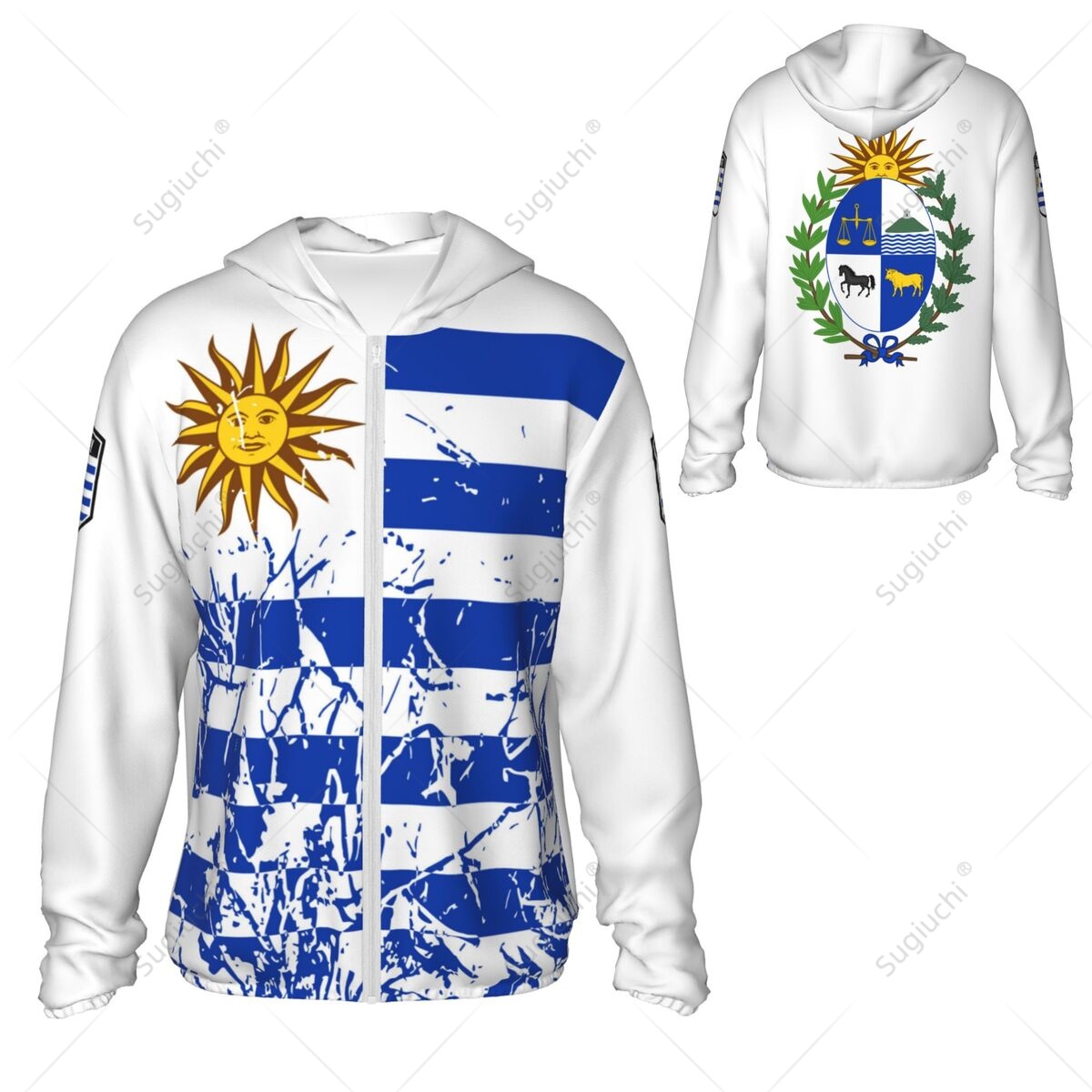 Fishing Hoodie - Uruguay Vlag Zonbeschermende hoodie Zonnebrandkleding Vissen