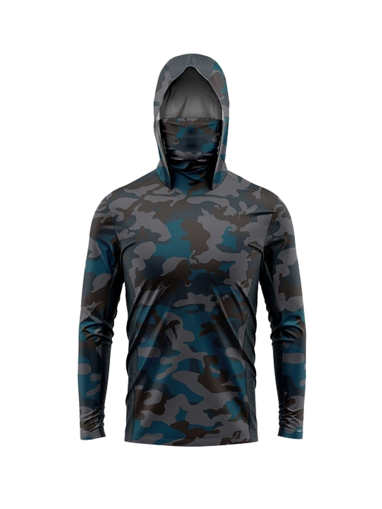 Fishing Hoodie - UPF50+ Zonnebeschermende heren vissershoodie Donker Oceaan