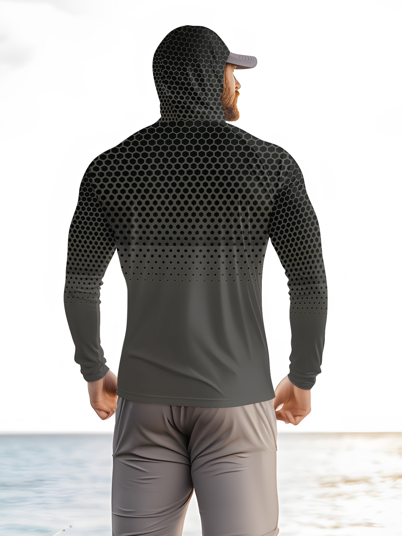 Grijs gradiënt honingraatpatro - Fishing Hoodie recensie en prijs